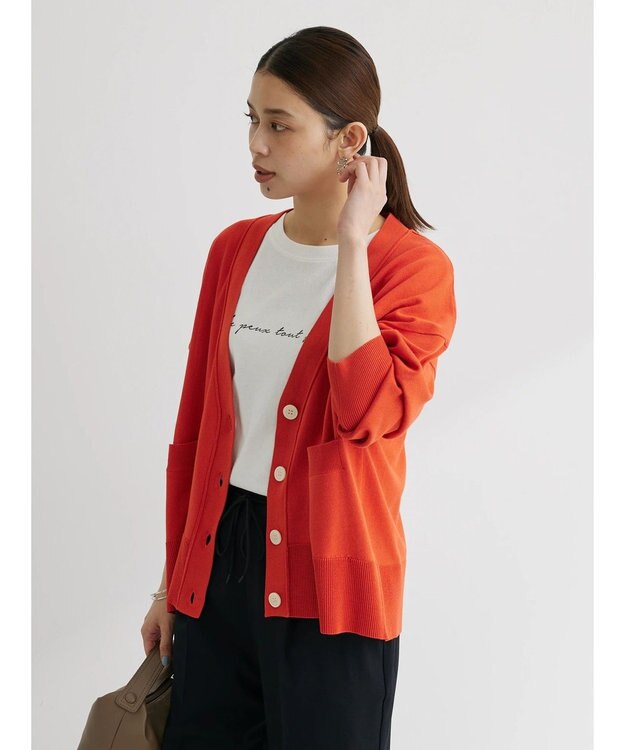 Green Parks 洗える　ショート丈カーディガン Orange