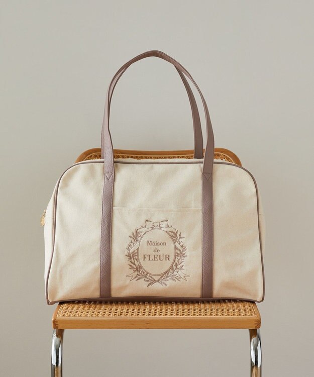 Maison de FLEUR キャンバスキャリーオンボストンバッグ Dark Pink