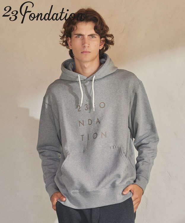 23区GOLF 【23Fondation/MEN】アスレジャー裏毛 フーディ ライトグレー系