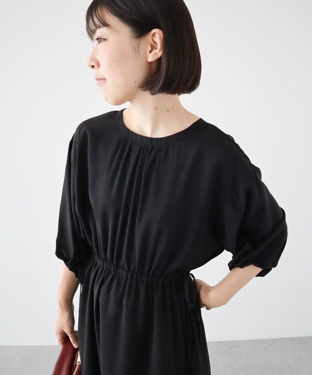 Green Parks ・ＥＬＥＮＣＡＲＥ　ＤＵＥ　５分袖ティアードワンピース Black