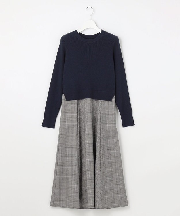 ANY SIS S ドッキングニット ワンピース ネイビー