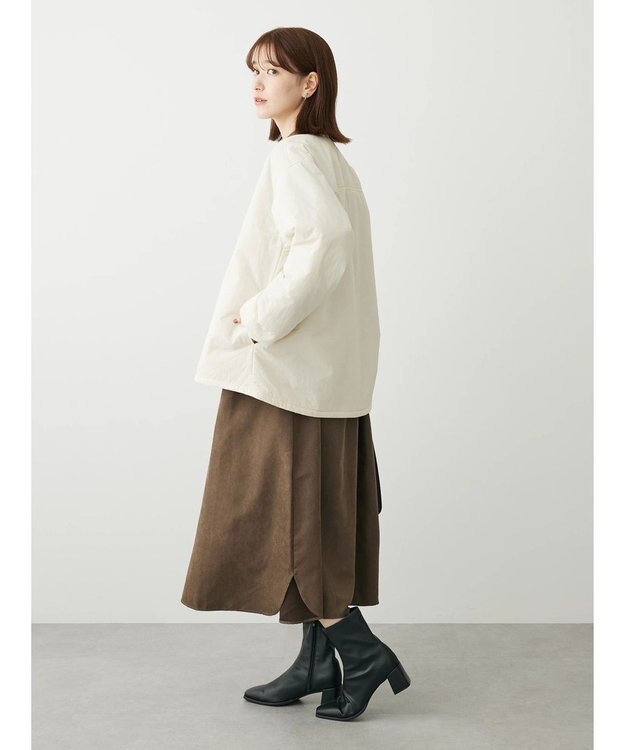 Green Parks ライト中わたノーカラーブルゾン Ecru