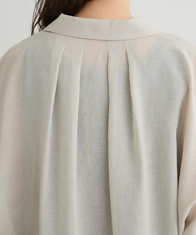 Green Parks 開襟シアーシャツジャケット Gray Beige