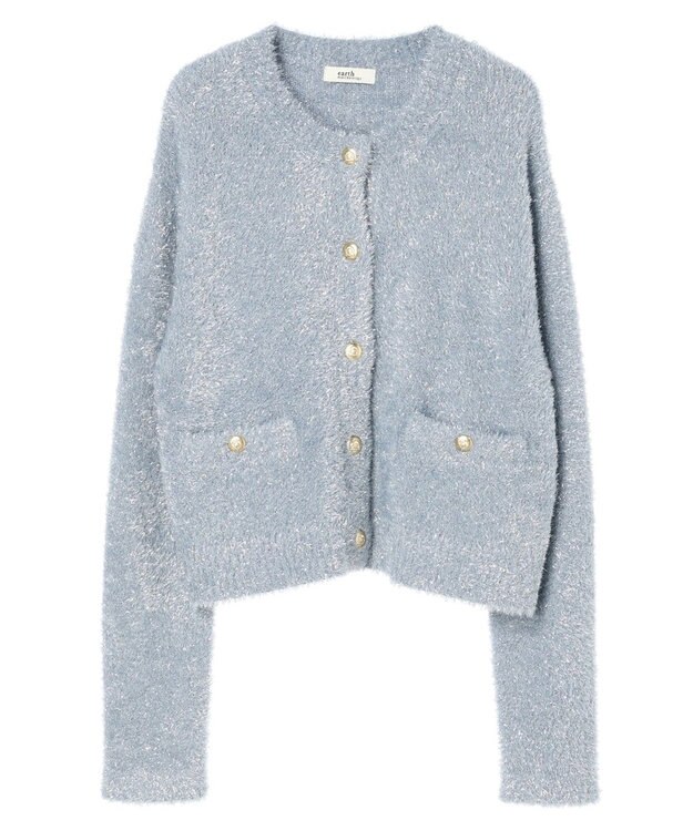 earth music&ecology キラキラシャギーカーディガン Sax