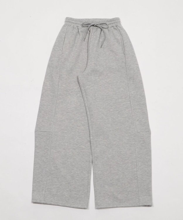 WEGO 【ウエストゴム/SMサイズ展開】裏起毛カーブデザインスウェットパンツ 杢グレー