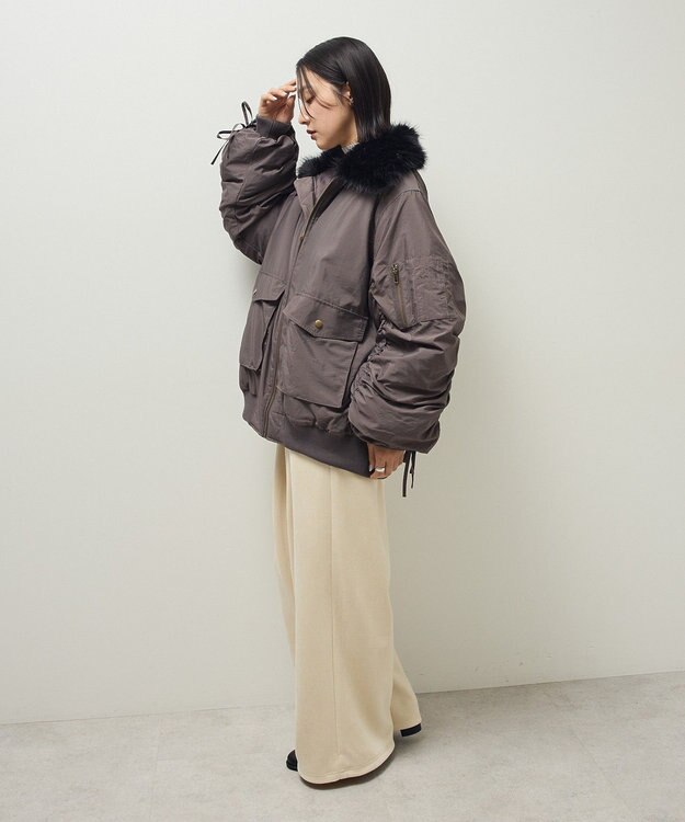 Green Parks ・ｓｗｉｎｇ　ｂｙ　ティペット付ミリタリーブルゾン Charcoal Gray