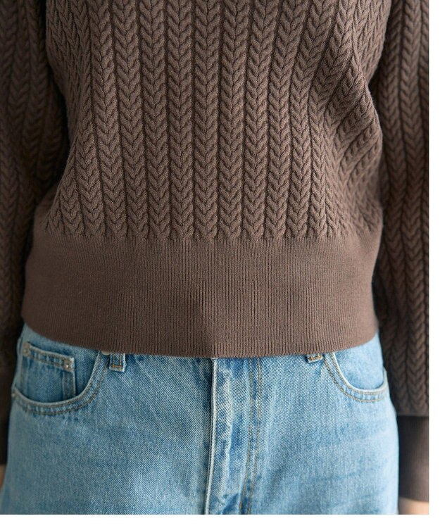 YECCA VECCA 金釦ミニケーブルニット Charcoal Gray