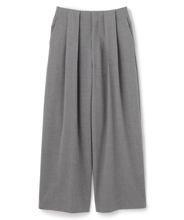 BEIGE， 【セットアップ対応・洗える・Precious 10月号掲載】ZEPHYR / ウールライクタックベルトワイドパンツ Top Gray