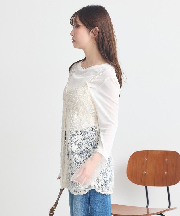 earth music&ecology モールレースキャミチュニック Ivory