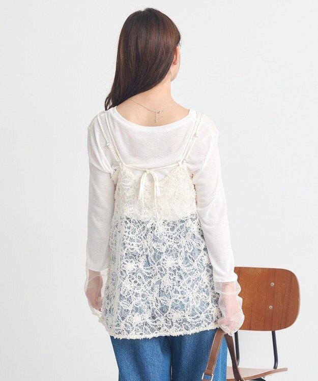 earth music&ecology モールレースキャミチュニック Ivory