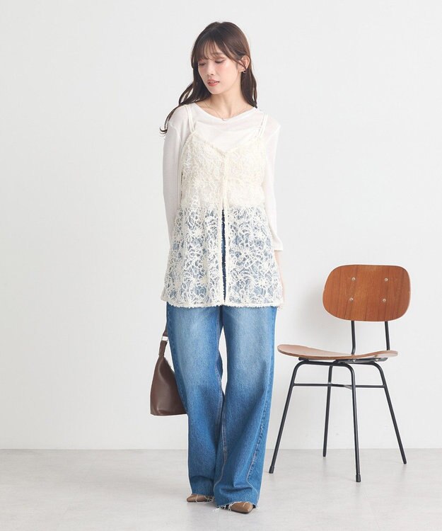 earth music&ecology モールレースキャミチュニック Ivory
