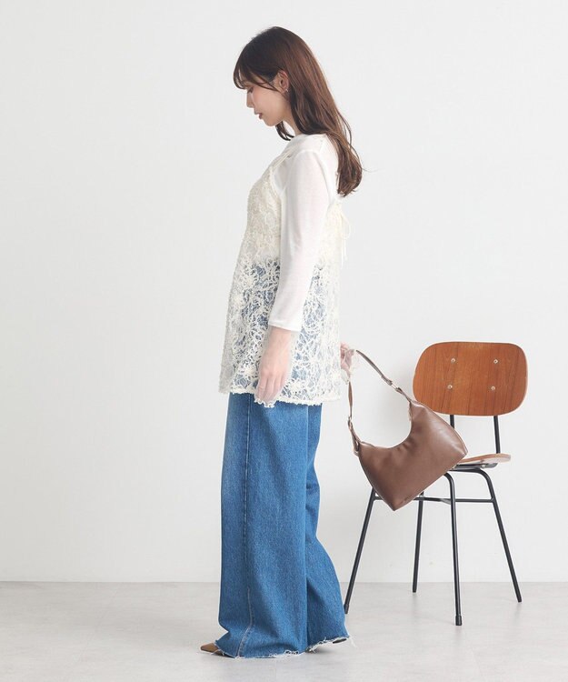 earth music&ecology モールレースキャミチュニック Ivory