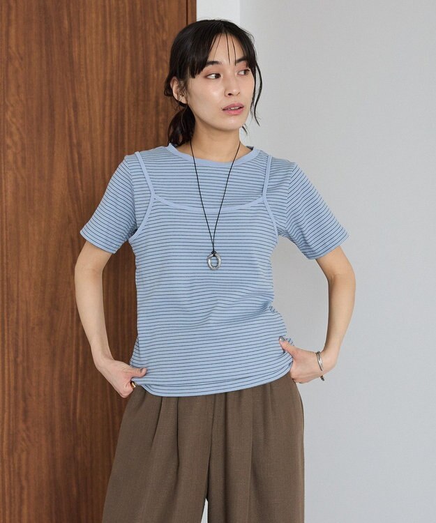 CRAFT STANDARD BOUTIQUE 2点セット/ボーダーキャミ+Tシャツ Light Blue