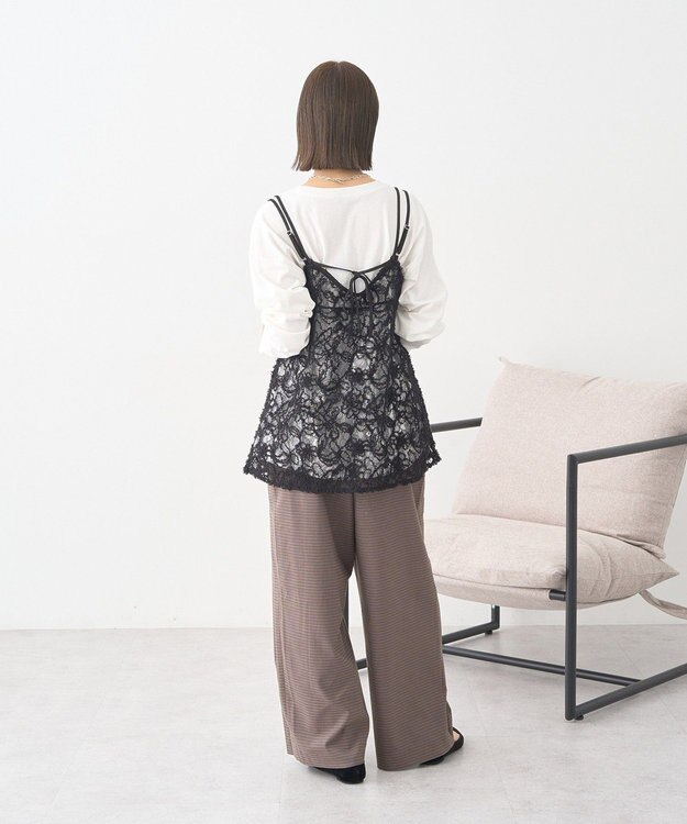 earth music&ecology モールレースキャミチュニック Black