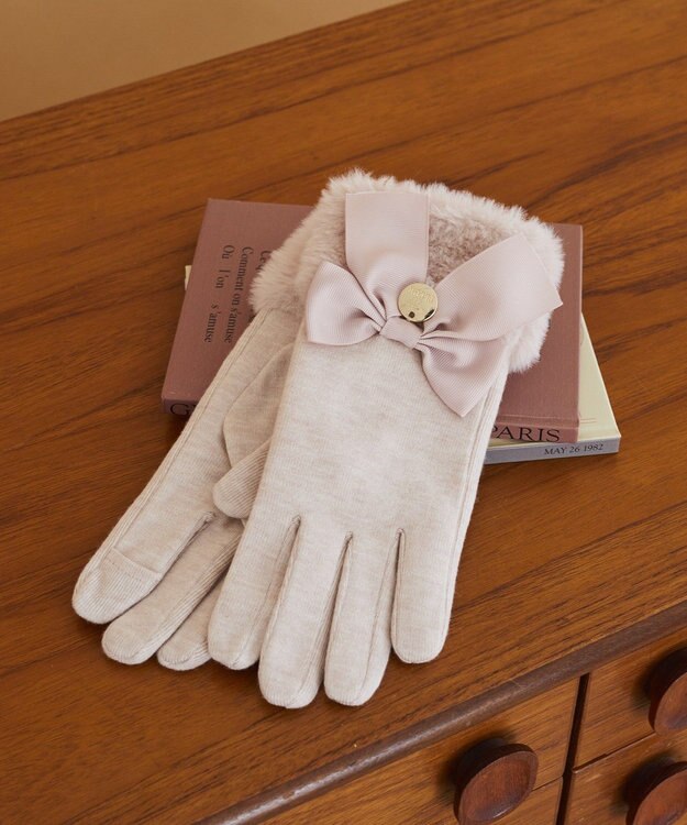 Maison de FLEUR ビッグリボンファーグローブ Light Pink