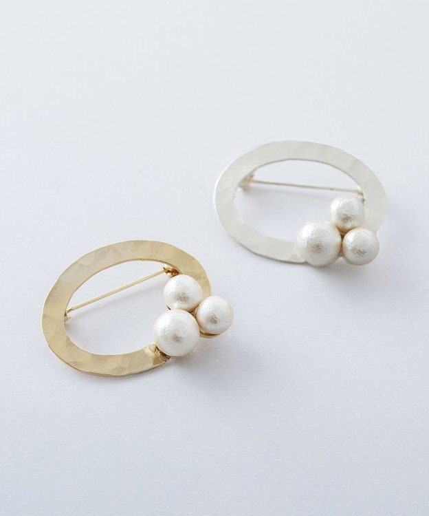 Pisceans ツチメリング&コットンパール ブローチ マットゴールド