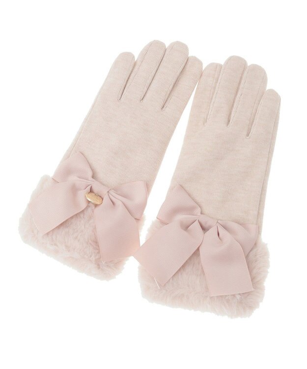 Maison de FLEUR ビッグリボンファーグローブ Light Pink