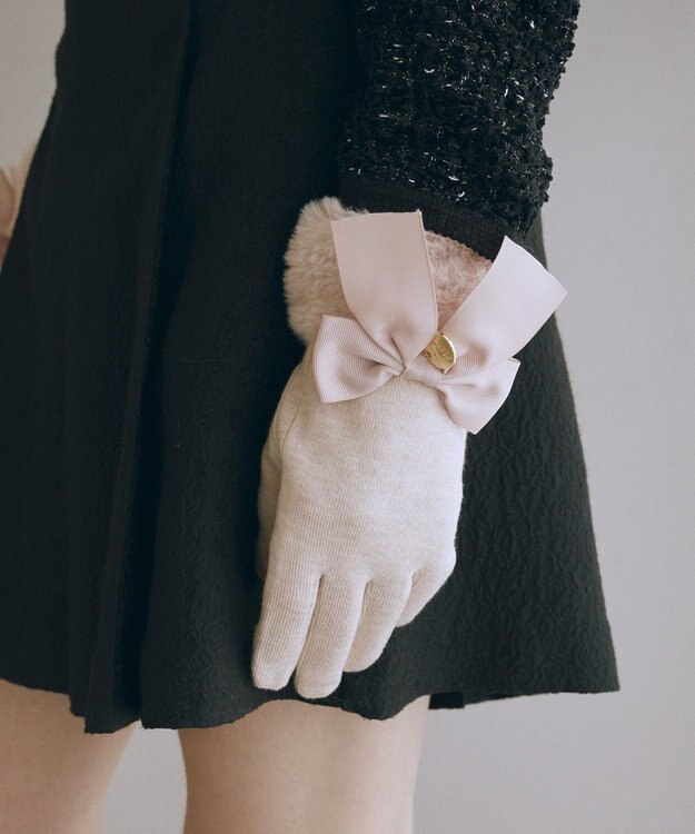 Maison de FLEUR ビッグリボンファーグローブ Light Pink