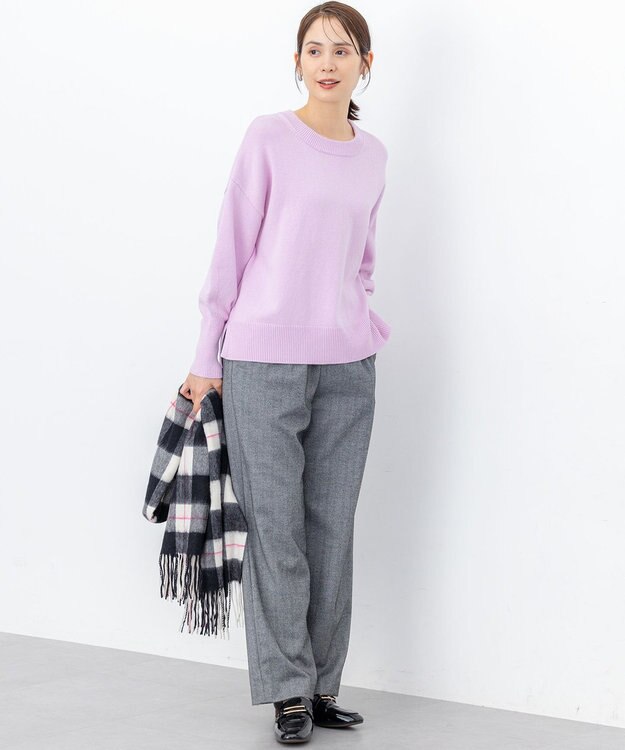 組曲 L コットンカシミヤMIX クルーネックニット ピンク系