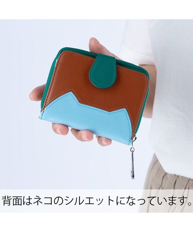 tsumori chisato CARRY スカラップししゅう 小銭入れ コインケース ミニ財布 猫モチーフ グリーン