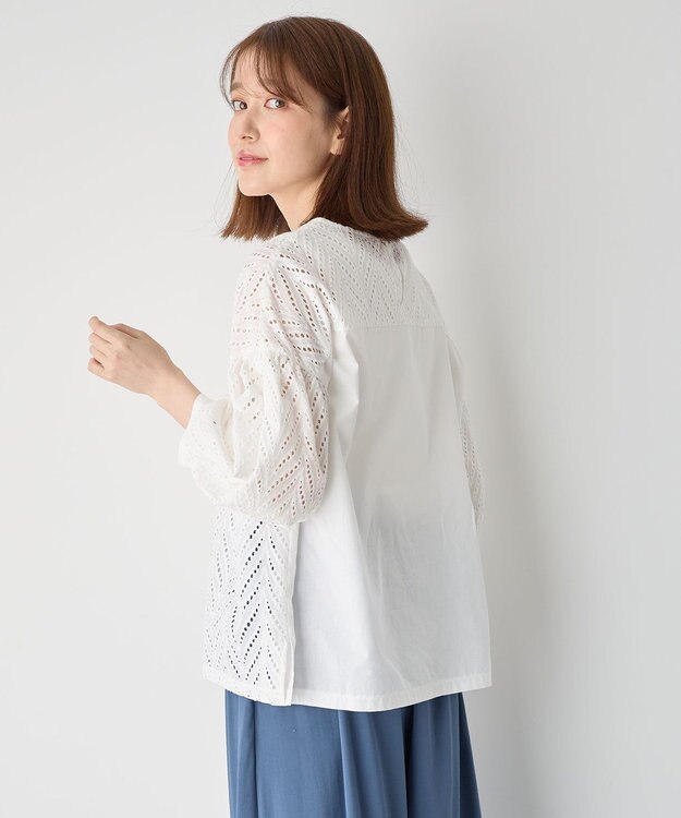 ANY 【洗濯機可】エンブロイダリーブラウス オフ