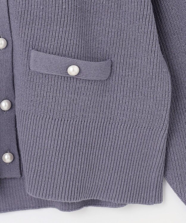 ANY 【手洗い可】パールカーディガン ブルーグレー