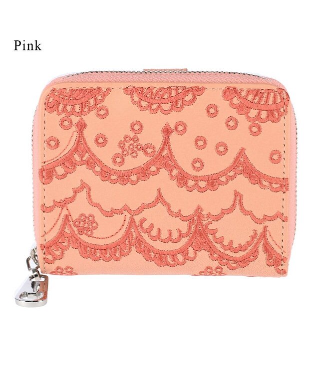 tsumori chisato CARRY スカラップししゅう 小銭入れ コインケース ミニ財布 猫モチーフ ピンク