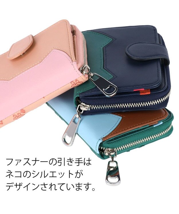 tsumori chisato CARRY スカラップししゅう 小銭入れ コインケース ミニ財布 猫モチーフ ネイビー