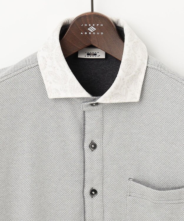 JOSEPH ABBOUD 【人気！多機能ポロシャツ】ペイズリー柄　ウィンターダディポロシャツ ライトグレー系