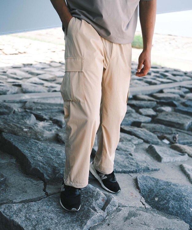 SHARE PARK MENS 【撥水・UVカット・ストレッチ・軽量 】ナイロンカーゴパンツ（Lサイズ） ベージュ系