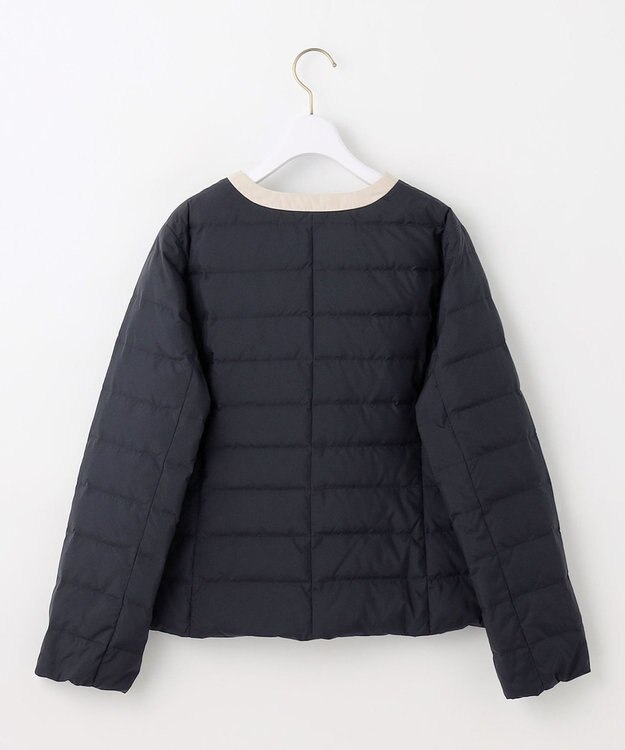 ANY SIS 【2WAY】ノーカラーダウン ジャケット ネイビー×ベージュ