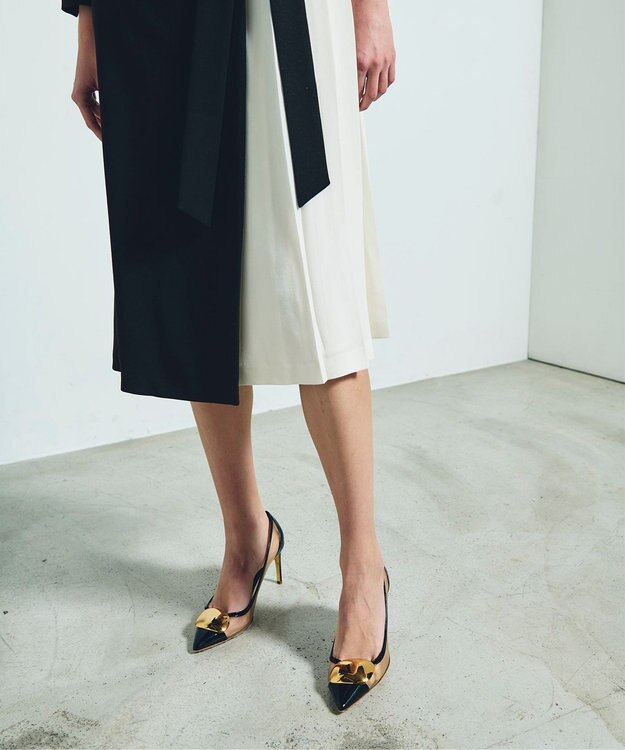 GRACE CONTINENTAL ウールタッチバイカラードレス ブラック