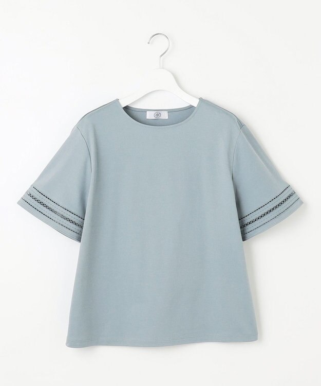 J.PRESS LADIES S 【接触冷感・UVケア】コンパクトコットンスムース 刺繍スリーブ カットソー スモーキーグリーン系