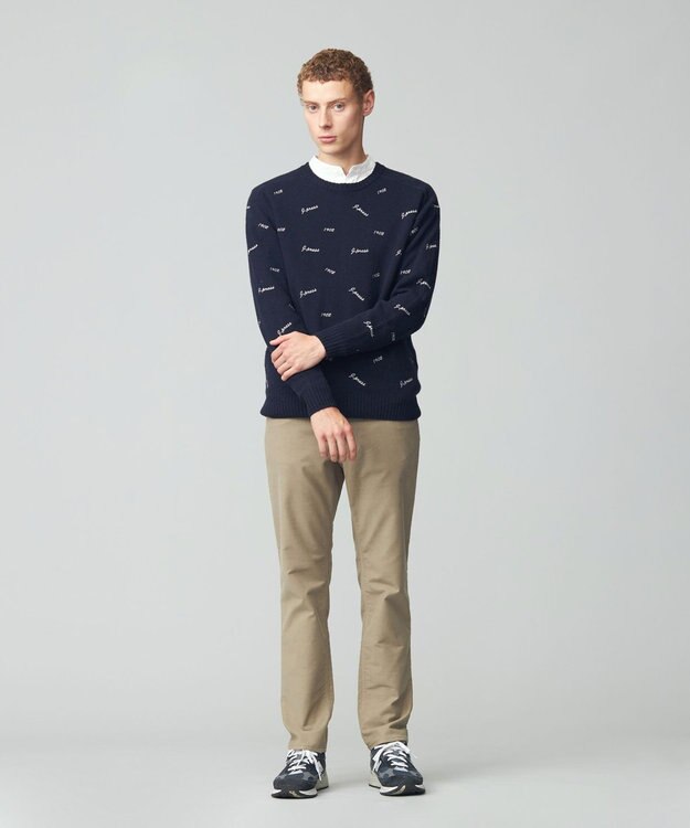 J.PRESS MEN エンブロイダリー クルーネックニット ネイビー系