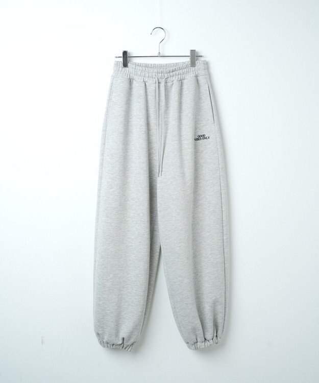 WEGO 裏起毛ロゴ刺繍スウェットパンツ 杢グレー