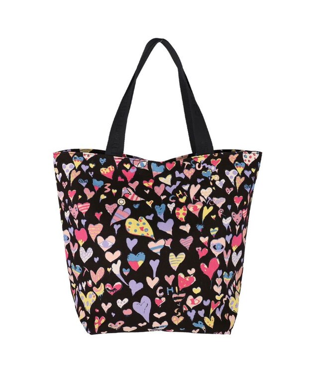 tsumori chisato CARRY コットンハート プリント ハンドバッグ トートバッグ Mサイズ ブラック