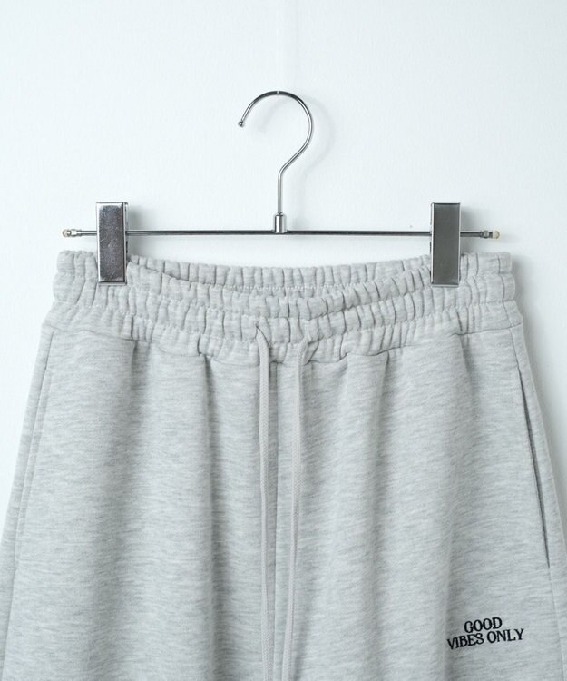 WEGO 裏起毛ロゴ刺繍スウェットパンツ 杢グレー