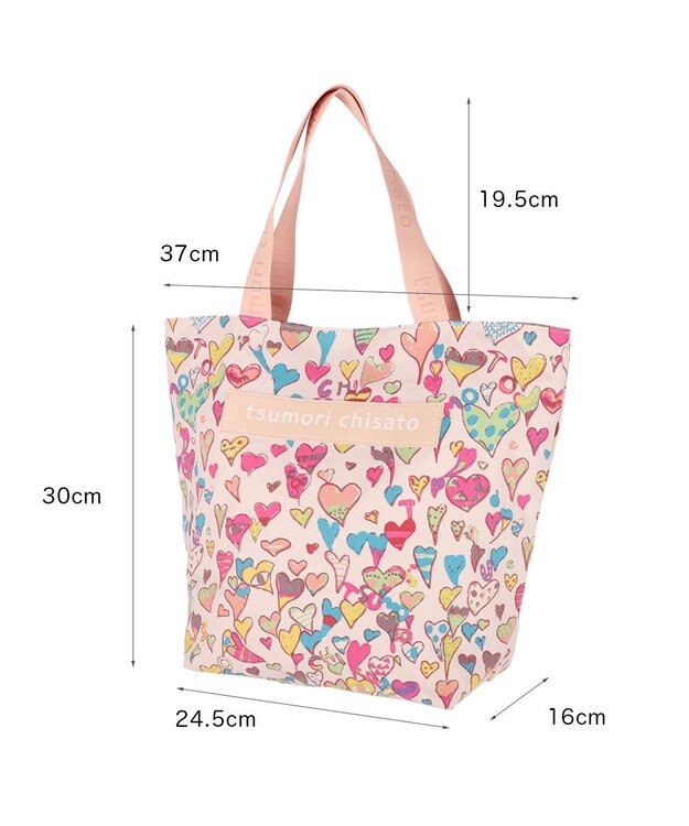 tsumori chisato CARRY コットンハート プリント ハンドバッグ トートバッグ Mサイズ ベージュ