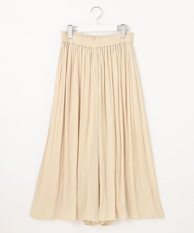 自由区 【セットアップ可/洗える】ブライトサテンライト ギャザーパンツ ベージュ系