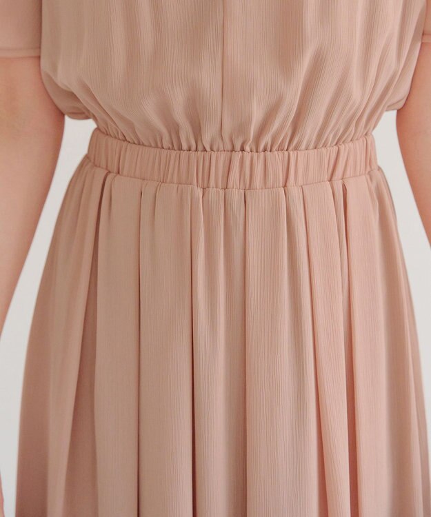 Tiaclasse 【洗える】花びらスリーブベルト付きワンピース ピンク