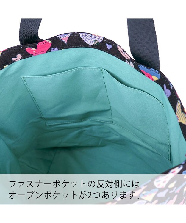 tsumori chisato CARRY コットンハート プリント ハンドバッグ トートバッグ Mサイズ ブラック