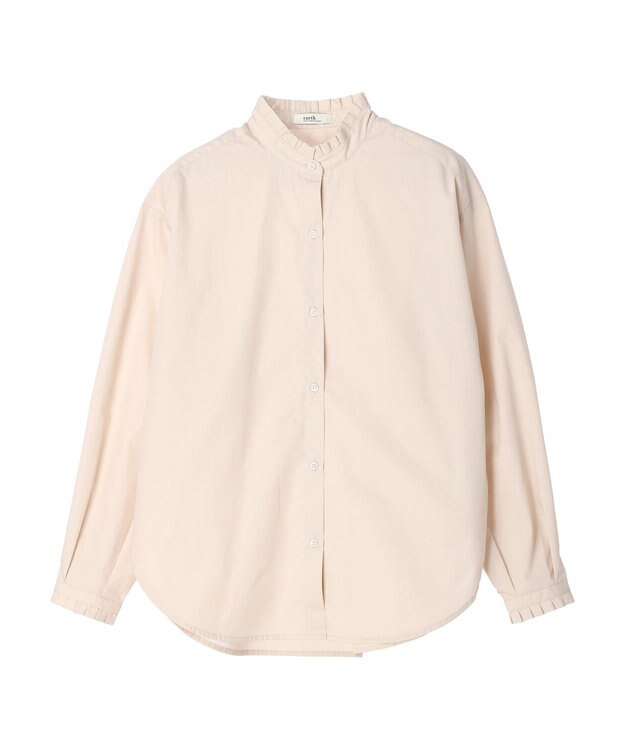 earth music&ecology Ｔ／Ｃ　スタンドフリルブラウス Light Beige