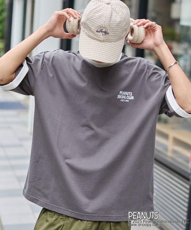 WEGO 【ユニセックス着用ITEM/MLサイズ展開】別注PEANUTSプリントT（SS） ブラック中濃色