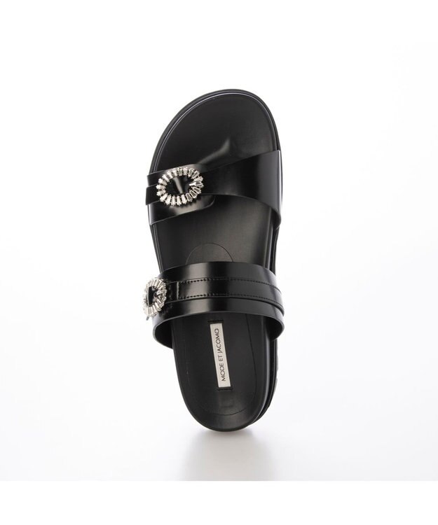 MODE ET JACOMO <MODE ET JACOMO>ビジューベルトフットベッドサンダル ブラック