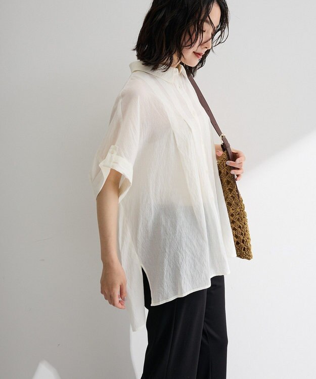 Green Parks タック入りオーバーサイズシャツ Off White