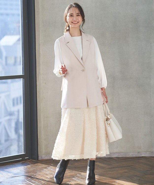 ANY SIS 【洗える】テーラード ジレ ライトベージュ