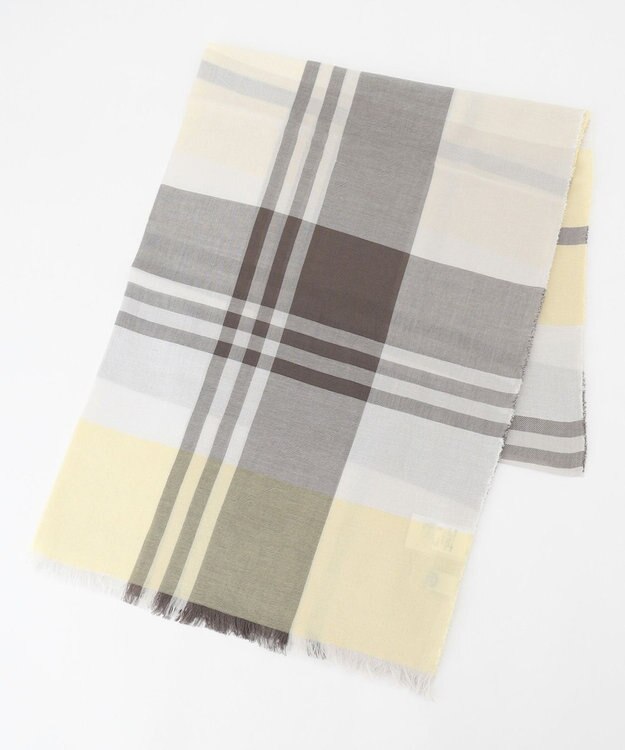 J.PRESS LADIES 【洗える】チェック ストール イエロー系3