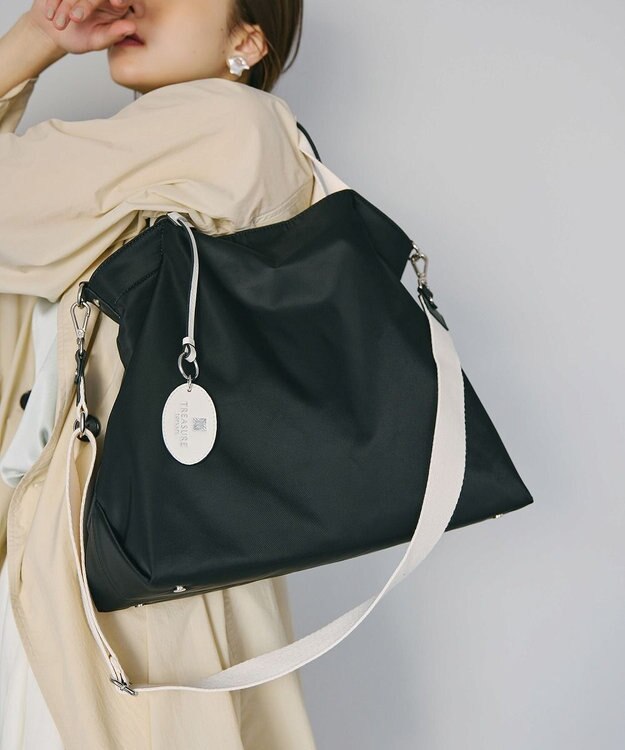 TOPKAPI 【TREASURE TOPKAPI】ストライプハンドル ナイロン 2way トートバッグ A4対応 ブラック