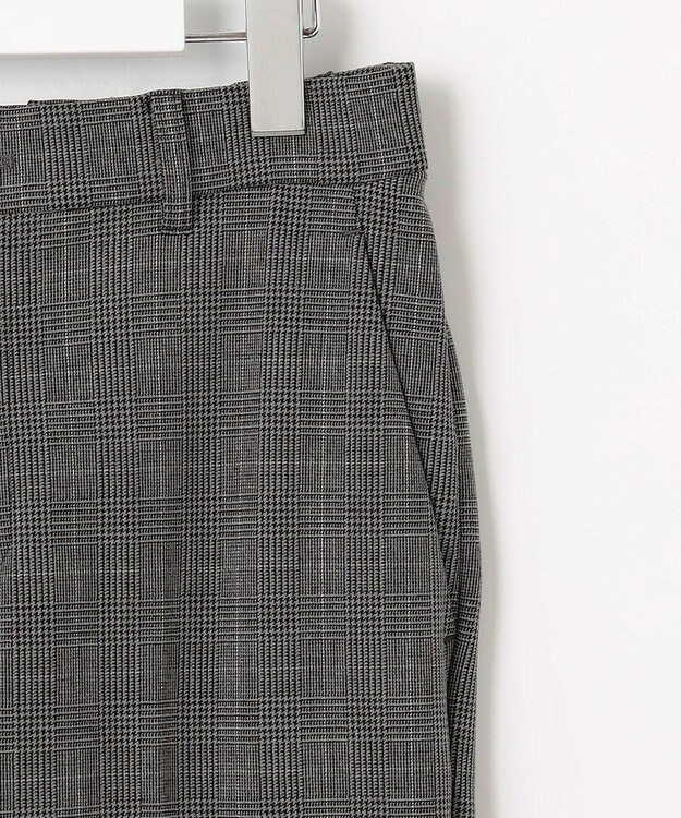 自由区 【撥水加工・洗える】TRギャバ裏起毛チェック柄テーパード パンツ グレーチェック