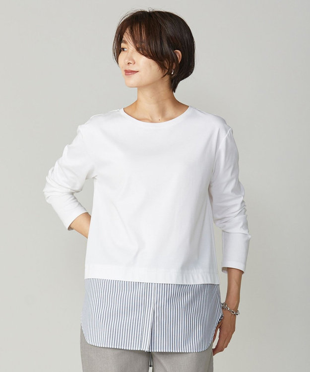 J.PRESS LADIES 【接触冷感・UVケア】レイヤードジャージー カットソー ブラック系1